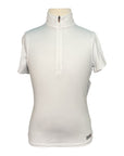 White short-sleeve shirt on a mannequin against a white background