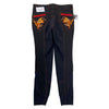 Back of Huntley Equestrian Full Seat Breeches in Black/ Red & Orange