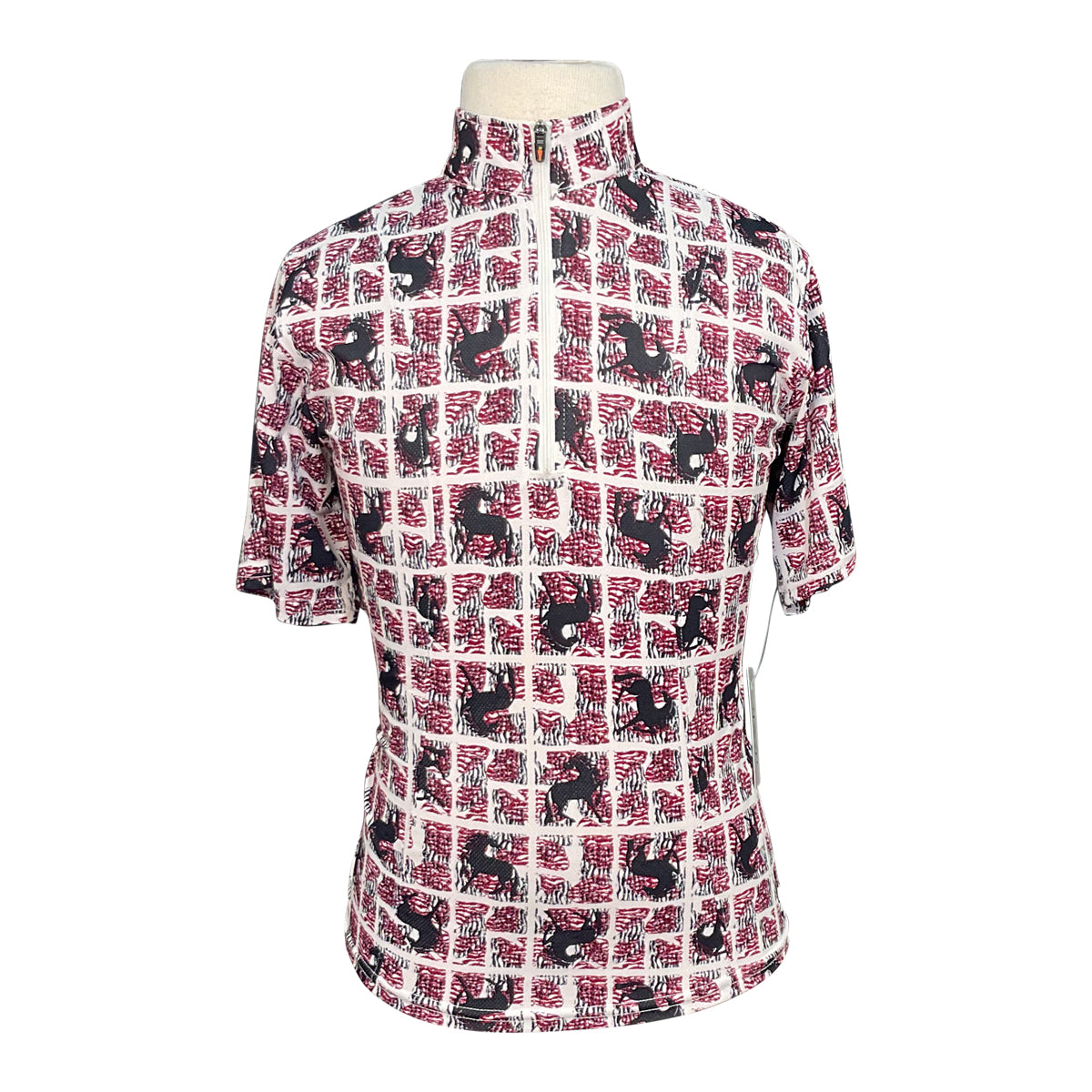Kerrits 'Ice Fil' Short Sleeve Shirt in Burgundy Horse Multi
