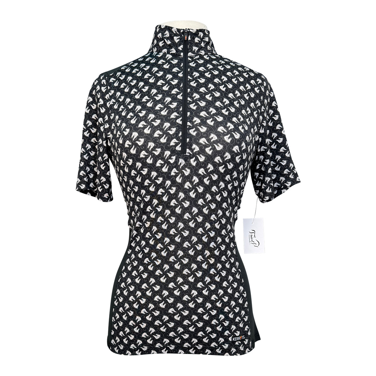 Kerrits 'Ice Fil' Lite Short Sleeve Shirt in Black/White Horses