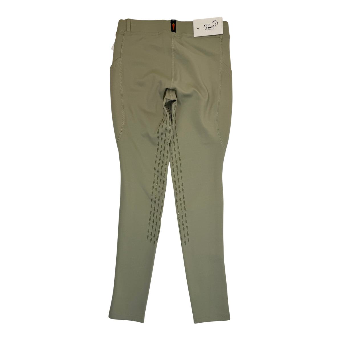 Green pants with a pattern on a white background