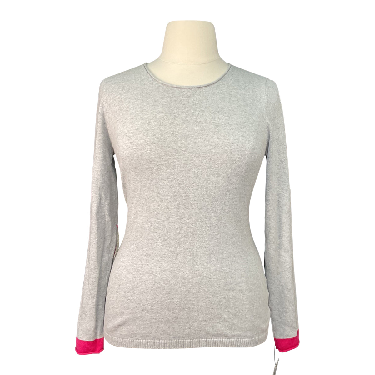 TKEQ The 'STARLET' Crewneck Sweater in Light Grey/ Hot Pink