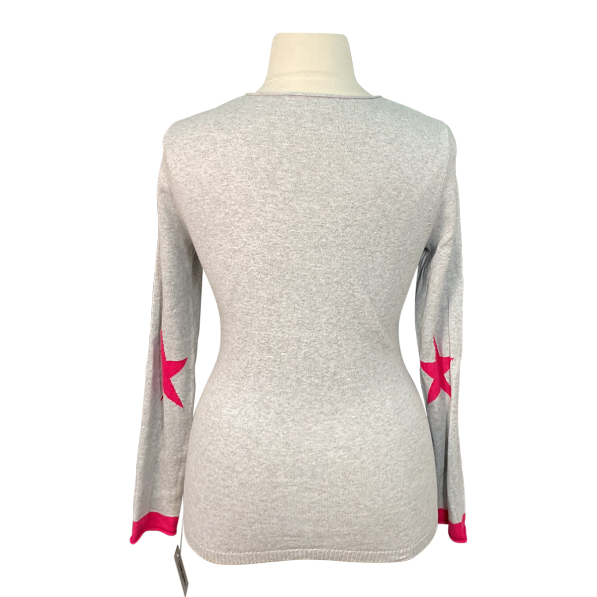 TKEQ The 'STARLET' Crewneck Sweater in Light Grey/ Hot Pink