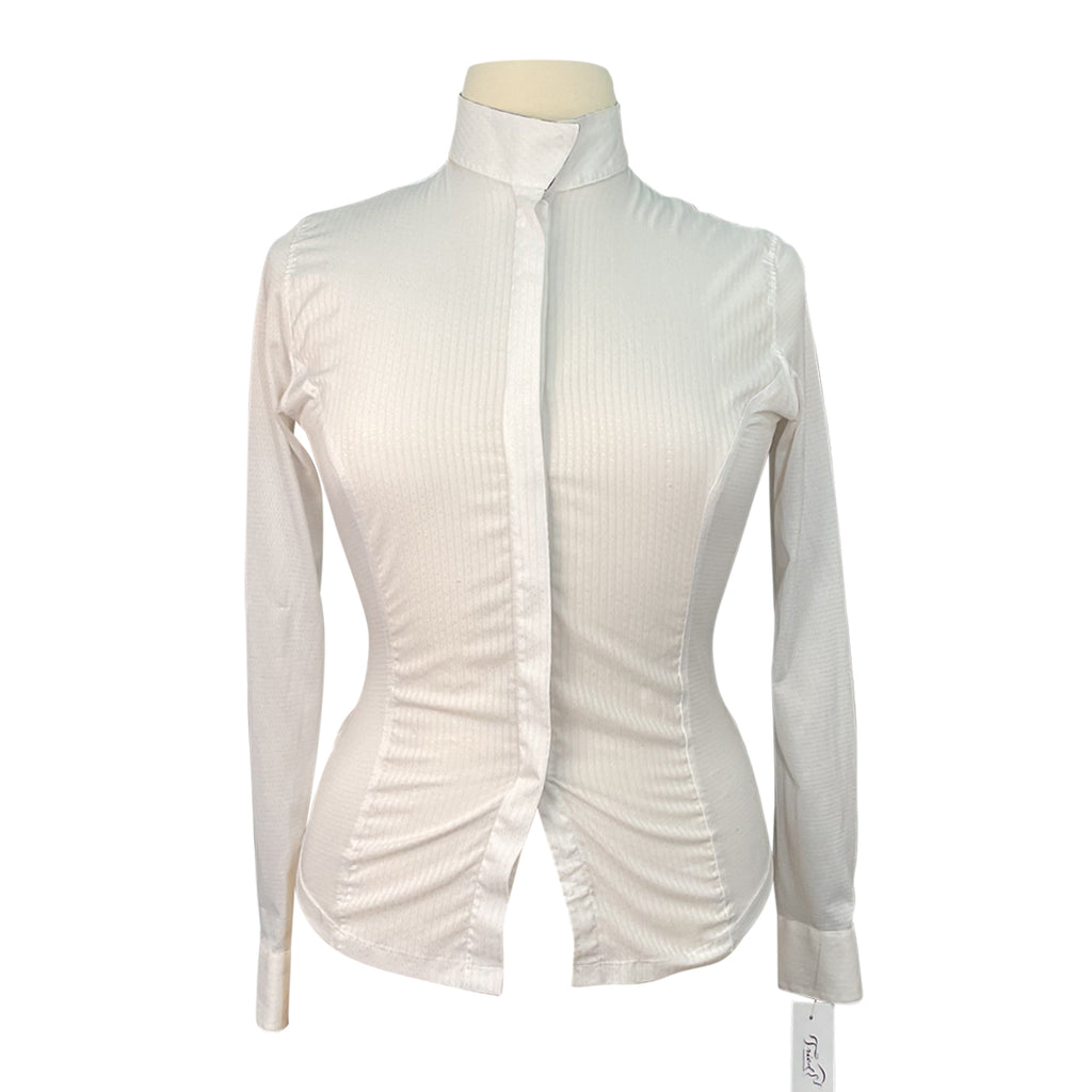 RJ Classics Show Shirt Long Sleeve in White/Blue/Black Stripes