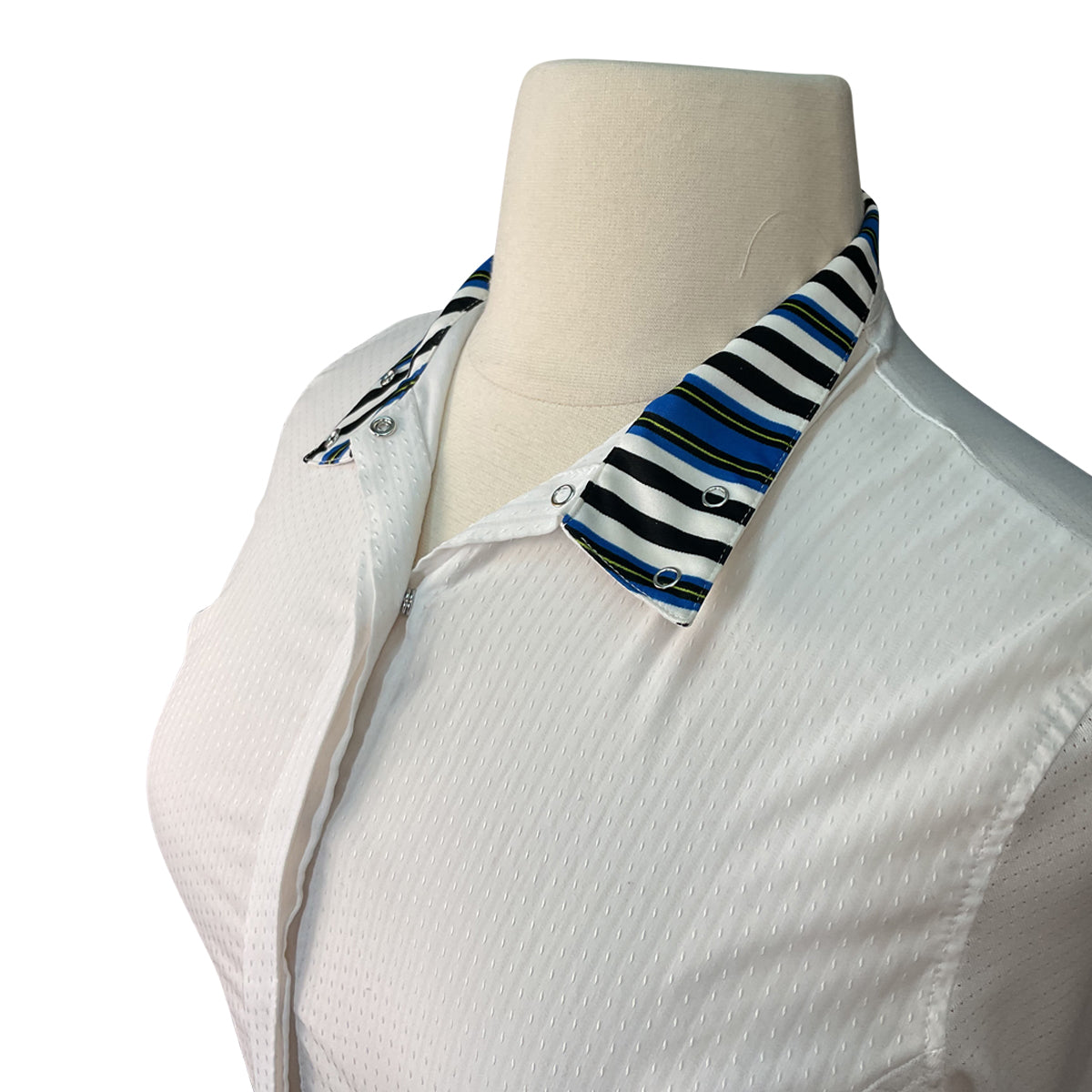 RJ Classics Show Shirt Long Sleeve in White/Blue/Black Stripes