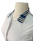 RJ Classics Show Shirt Long Sleeve in White/Blue/Black Stripes