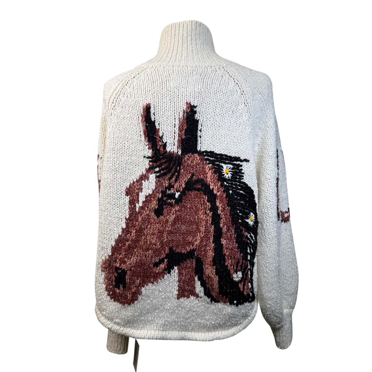 Pilcro Cardigan Sweater in Cream/Horse Design