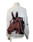 Pilcro Cardigan Sweater in Cream/Horse Design
