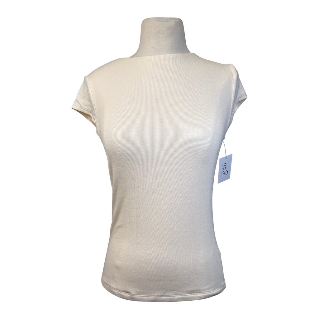 Milrey Ribbed Cap Riding Top in Creme