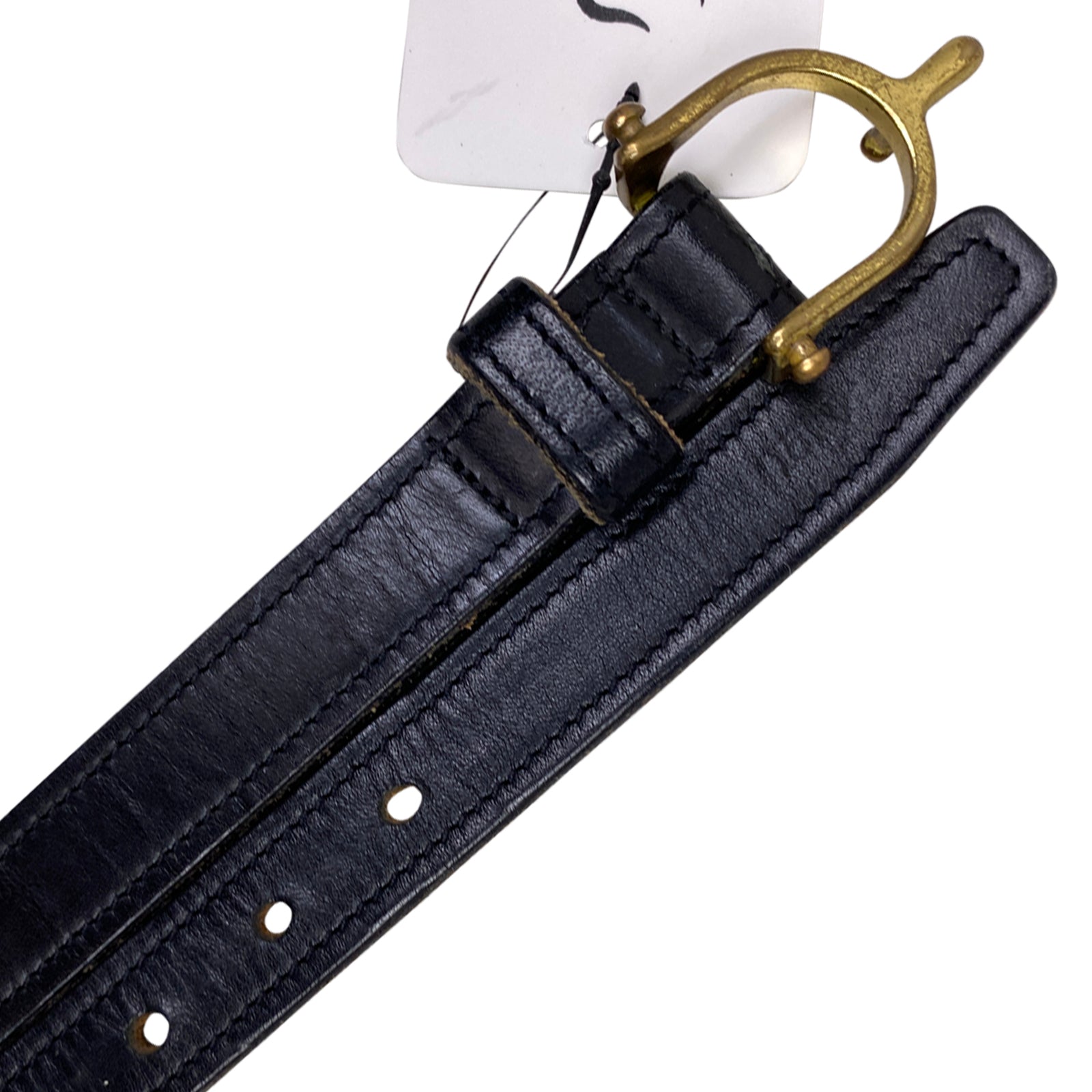 Tory Leather Spur Belt in Black/Brass Hardware