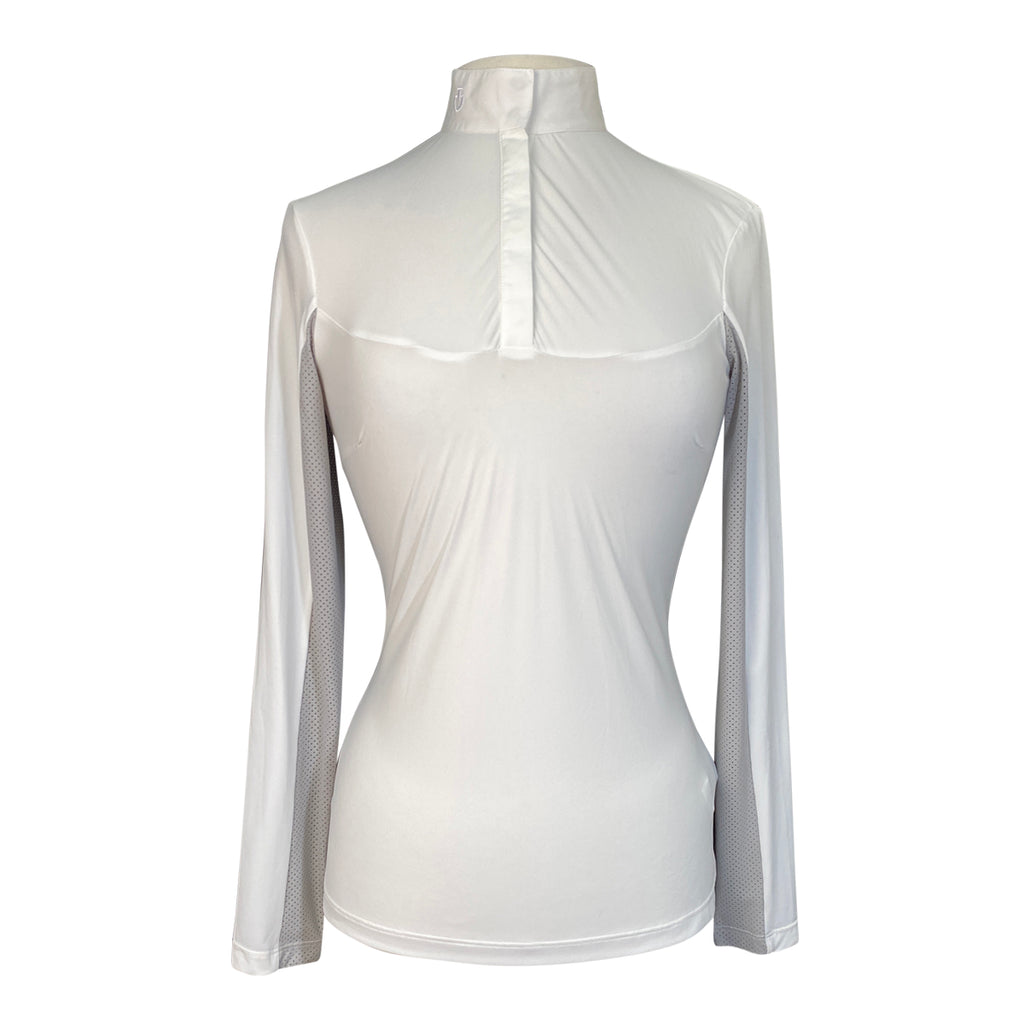Cavalleria Toscana Perforated Panel Show Shirt in White/Grey Panels