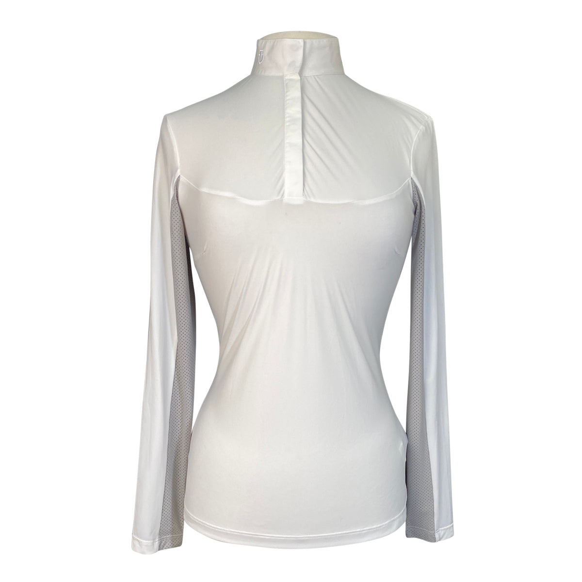 Cavalleria Toscana Perforated Panel Show Shirt in White/Grey Panels