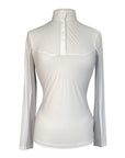 Cavalleria Toscana Perforated Panel Show Shirt in White/Grey Panels