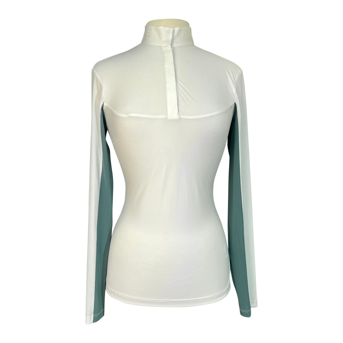 Cavalleria Toscana Perforated Panel Show Shirt in White/Teal Panels