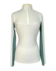 Cavalleria Toscana Perforated Panel Show Shirt in White/Teal Panels
