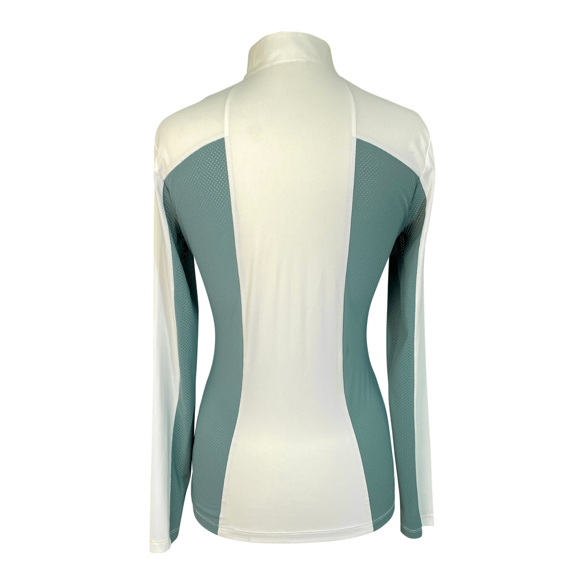 Cavalleria Toscana Perforated Panel Show Shirt in White/Teal Panels