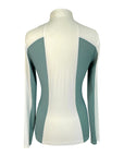 Cavalleria Toscana Perforated Panel Show Shirt in White/Teal Panels