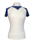 MakeBe 'Jane' Polo Show Shirt in Milk/Navy 