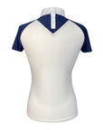 MakeBe 'Jane' Polo Show Shirt in Milk/Navy