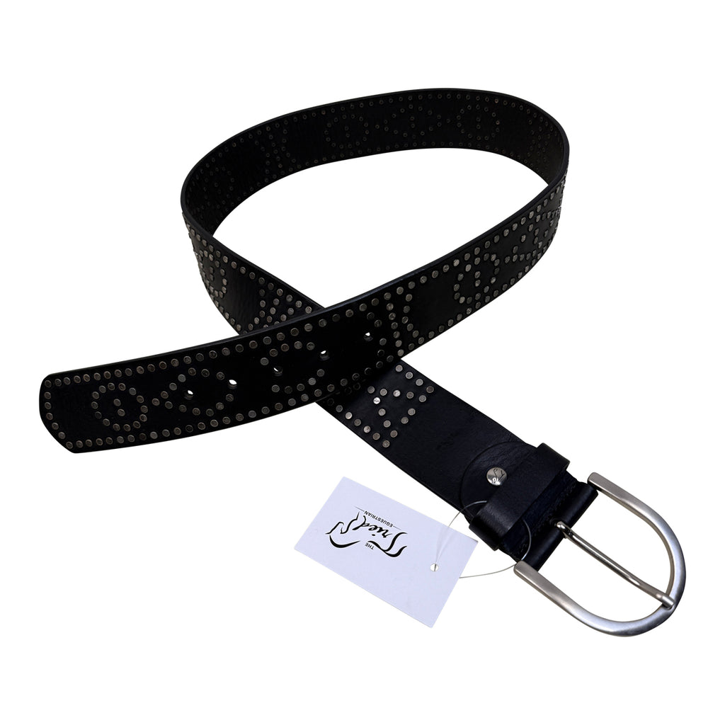 Tailored Sportsman Leather Studded Belt in Black