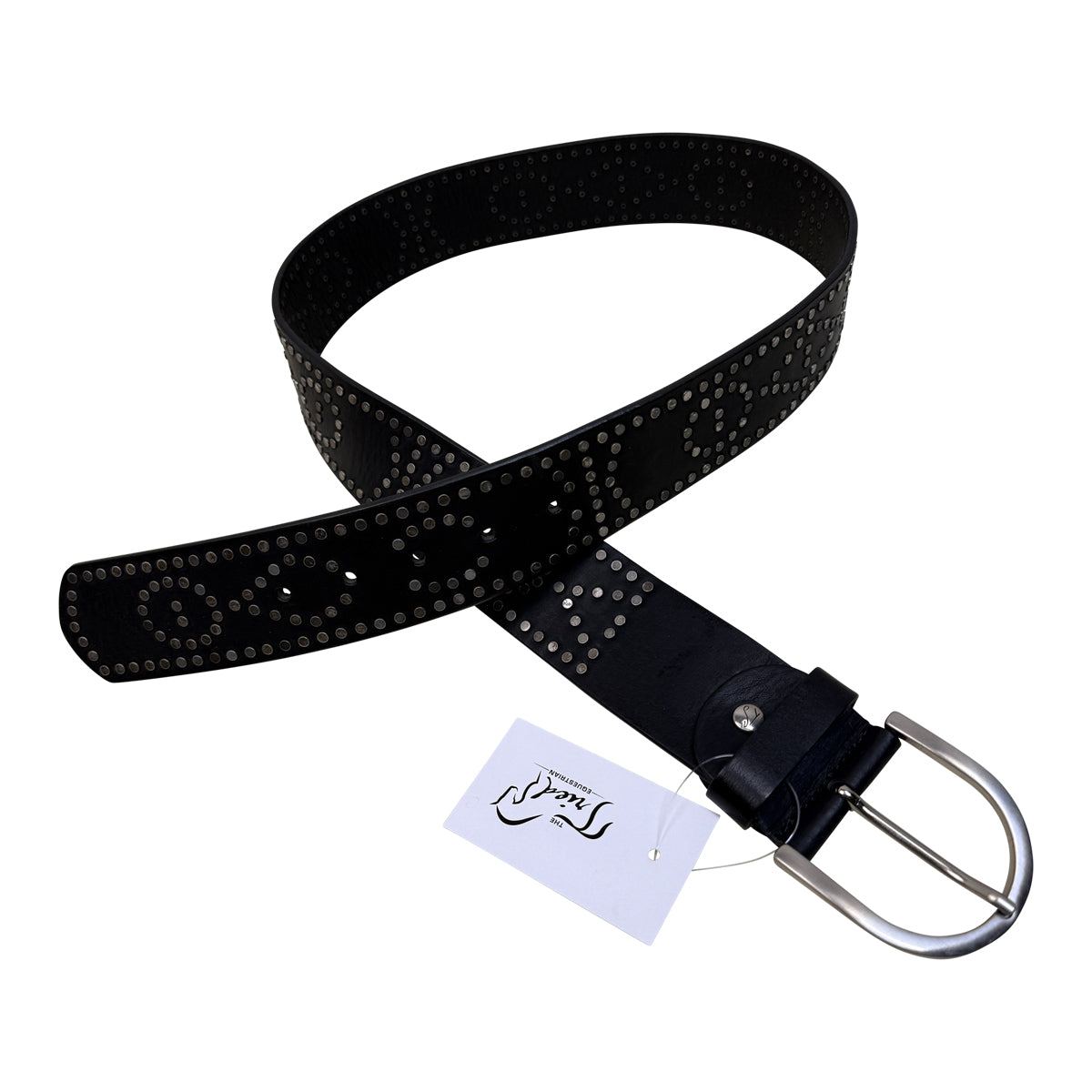 Tailored Sportsman Leather Studded Belt in Black
