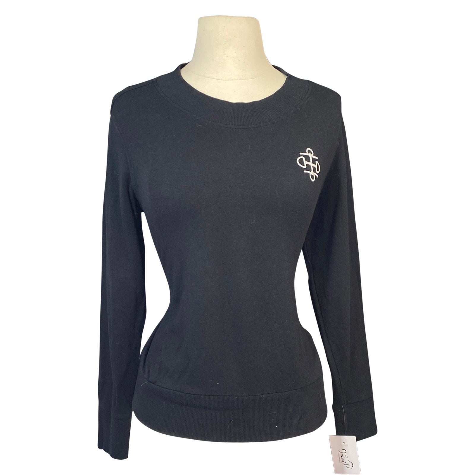 Two Bits Equestrian Bamboo Crew Neck Sweater in Black