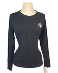 Two Bits Equestrian Bamboo Crew Neck Sweater in Black