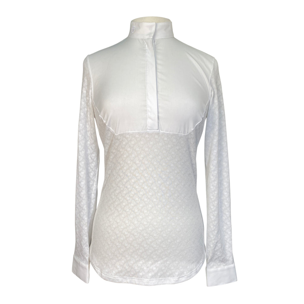 Cavalleria Toscana Sheer Jacquard Knit L/S Competition Shirt in White