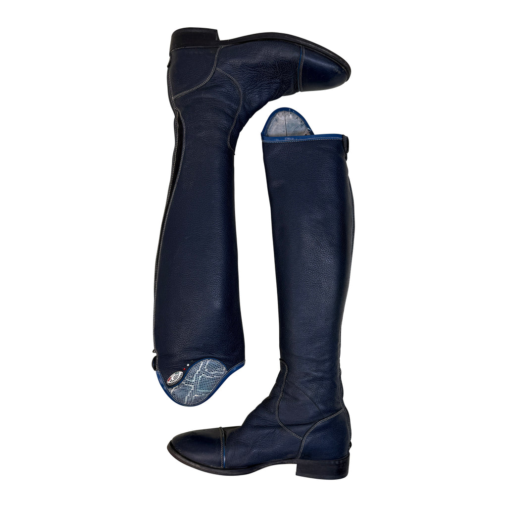 DeNiro Custom 'Salentino Sakara' Tall Dress Boots in Navy/Snake - Women's IT 37 (US 6.5 Tall/XXS)