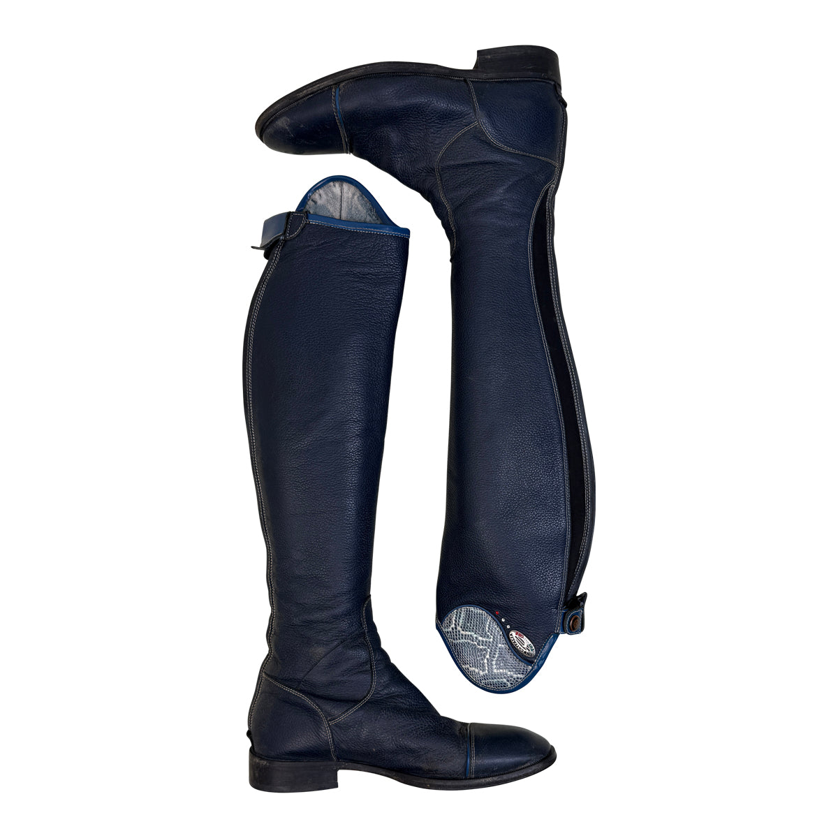 DeNiro Custom &#39;Salentino Sakara&#39; Tall Dress Boots in Navy/Snake - Women&#39;s IT 37 (US 6.5 Tall/XXS)