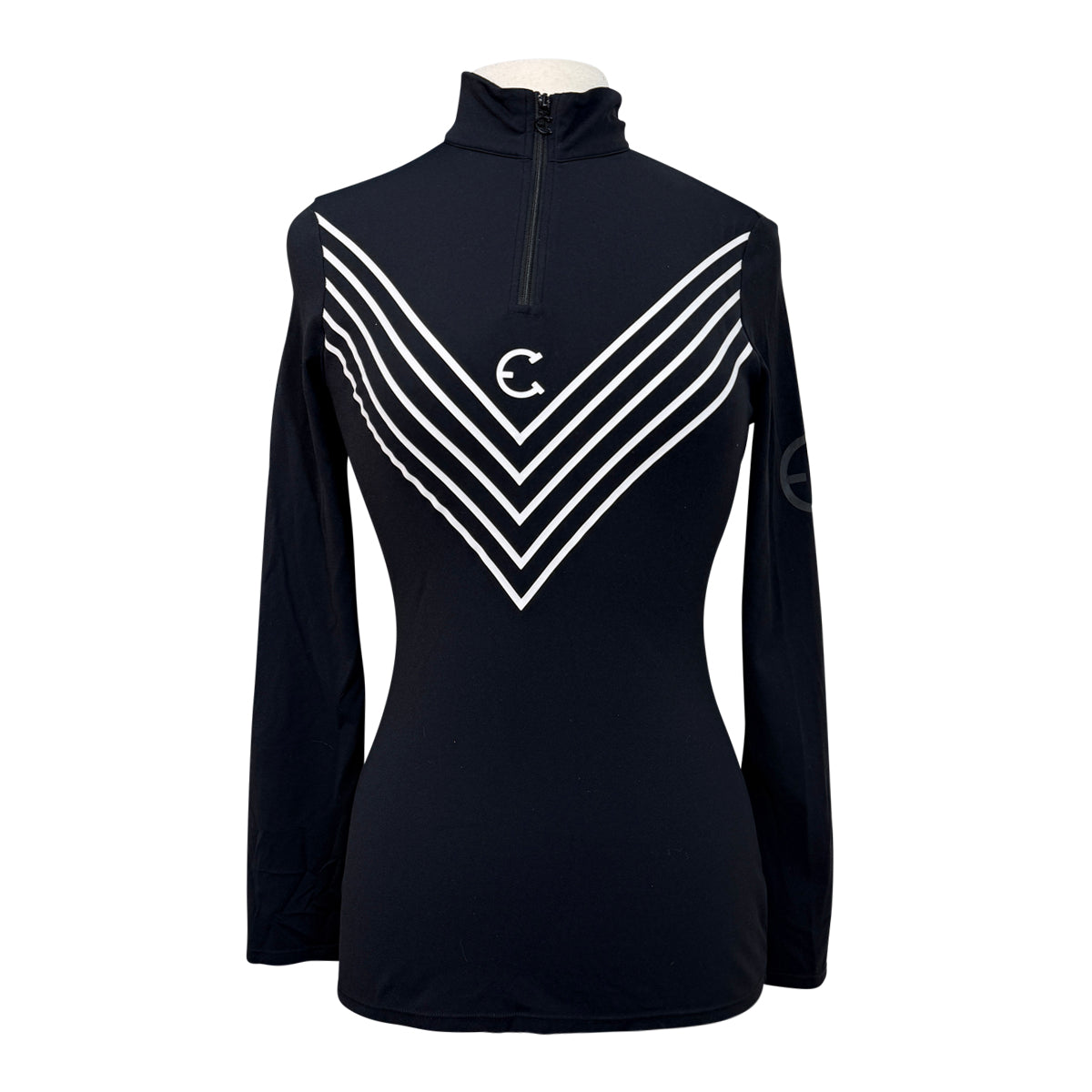Equestrian Club 'Angel' Top in Black/White Strips 
