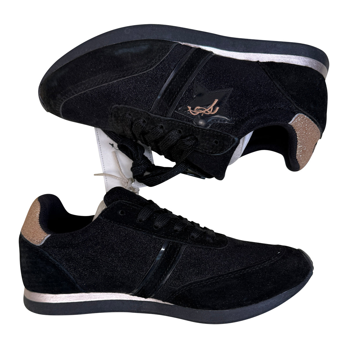 Penélope 'Saturne' Sneakers in Black/Rose Gold