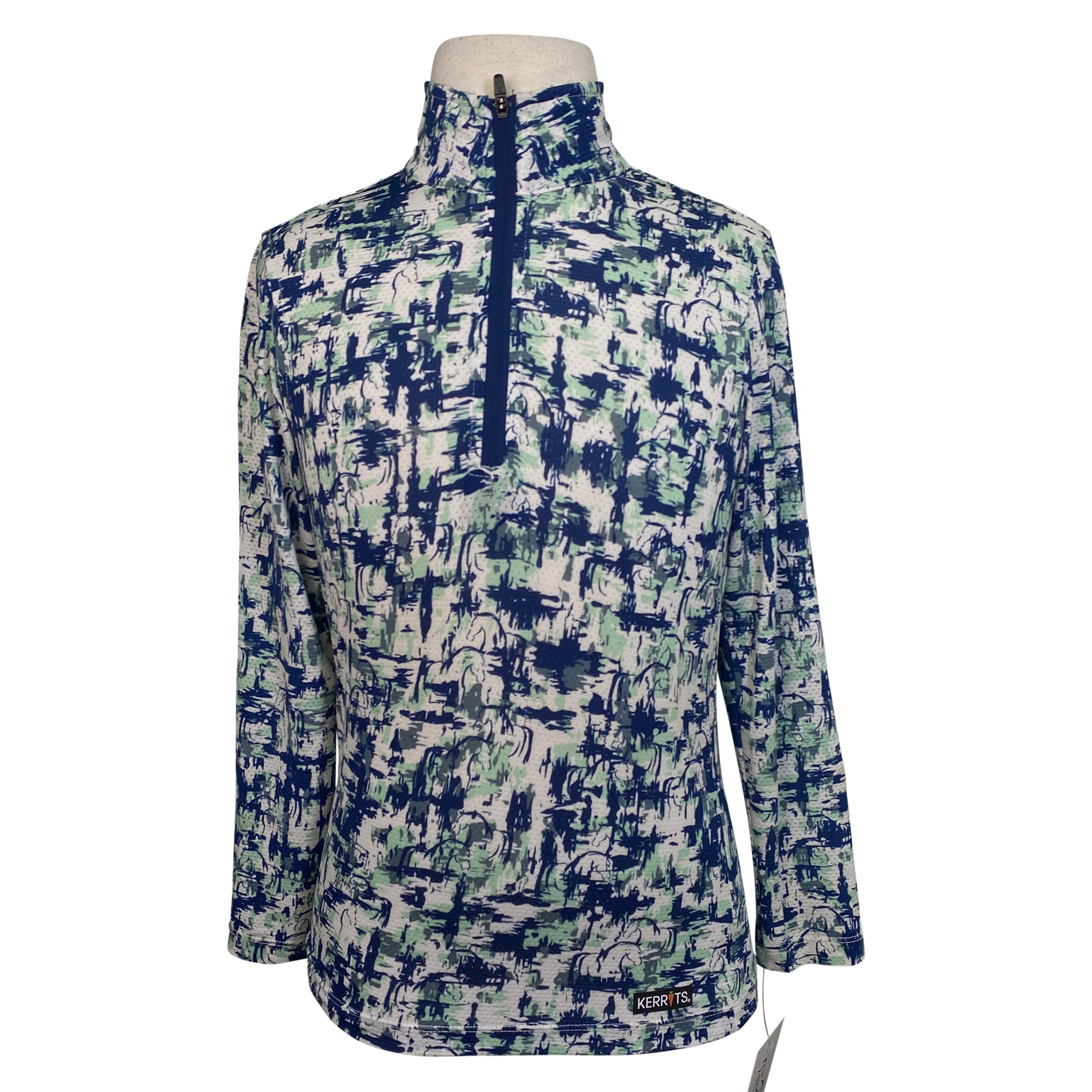 Kerrits Ice Fil Flex Long Sleeve Shirt in Watercolor Horses - Children&#39;s Small