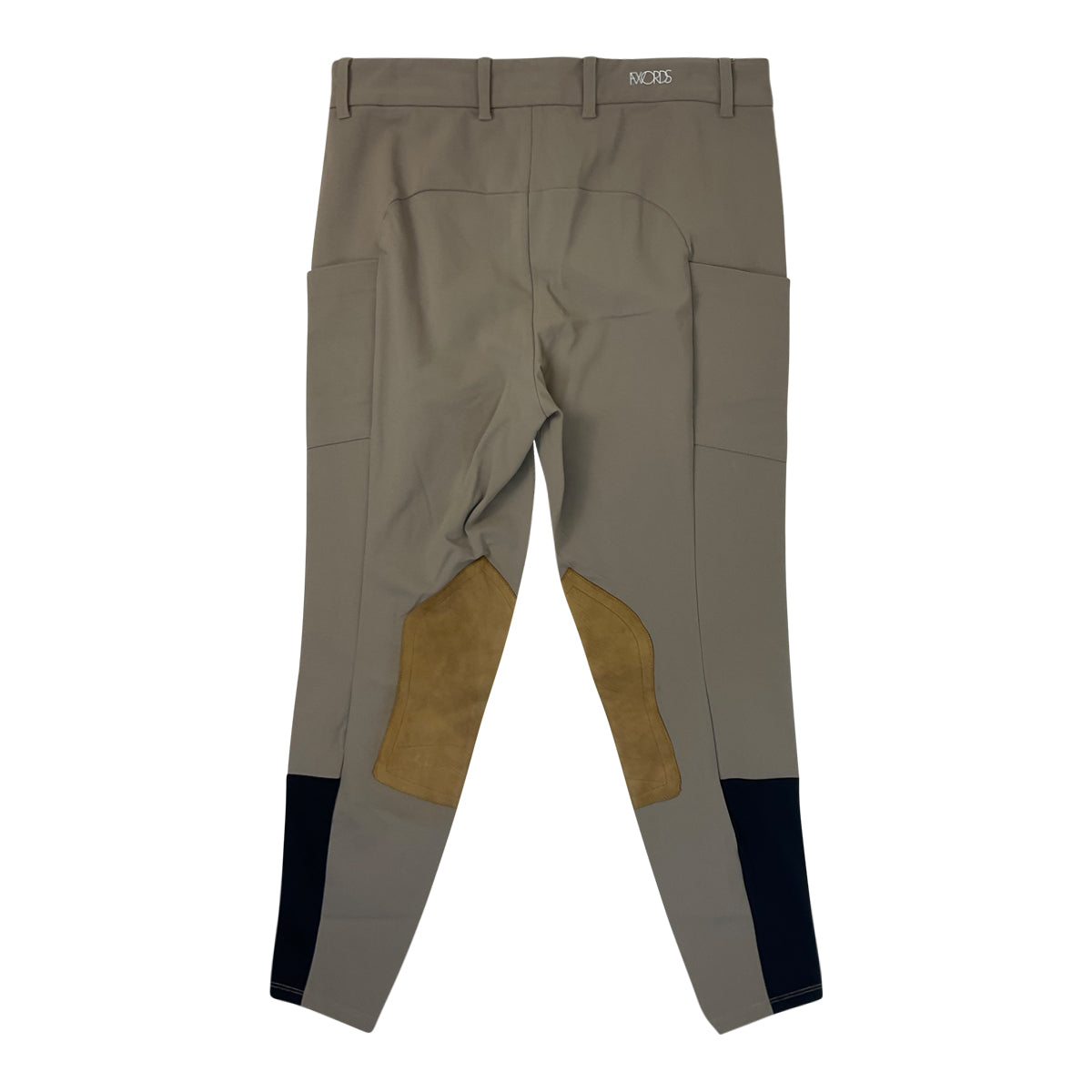 Back of F. Words 'Filly' Leather Knee Patch Breech in Khaki