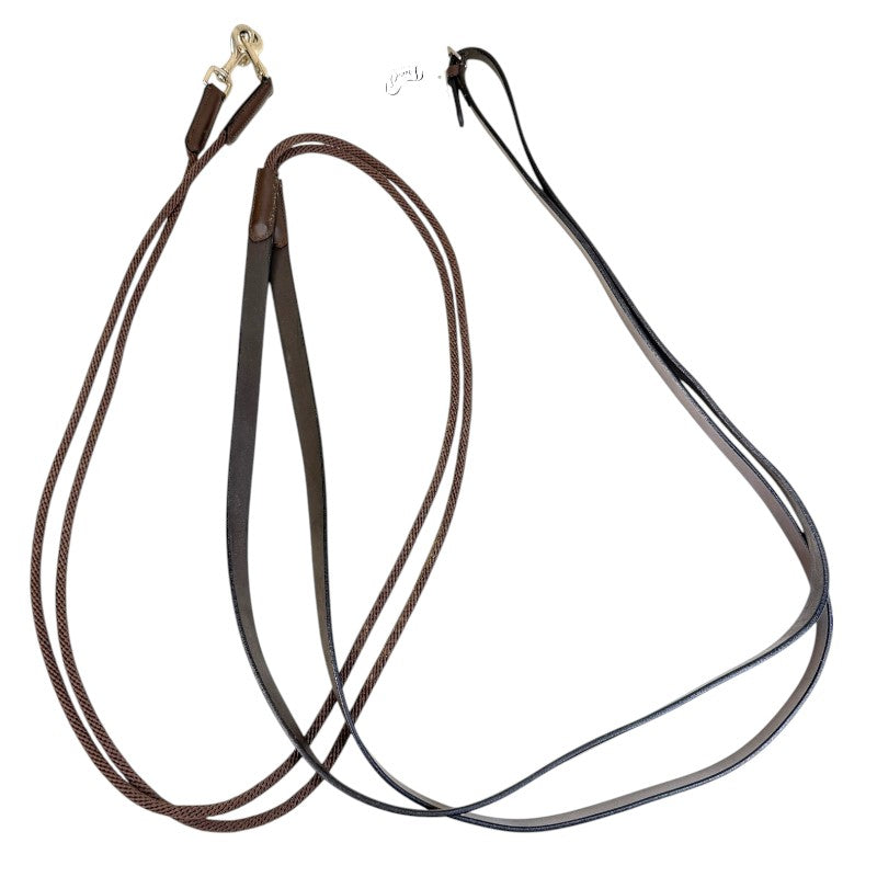 Rope Draw Reins  in Brown - Full