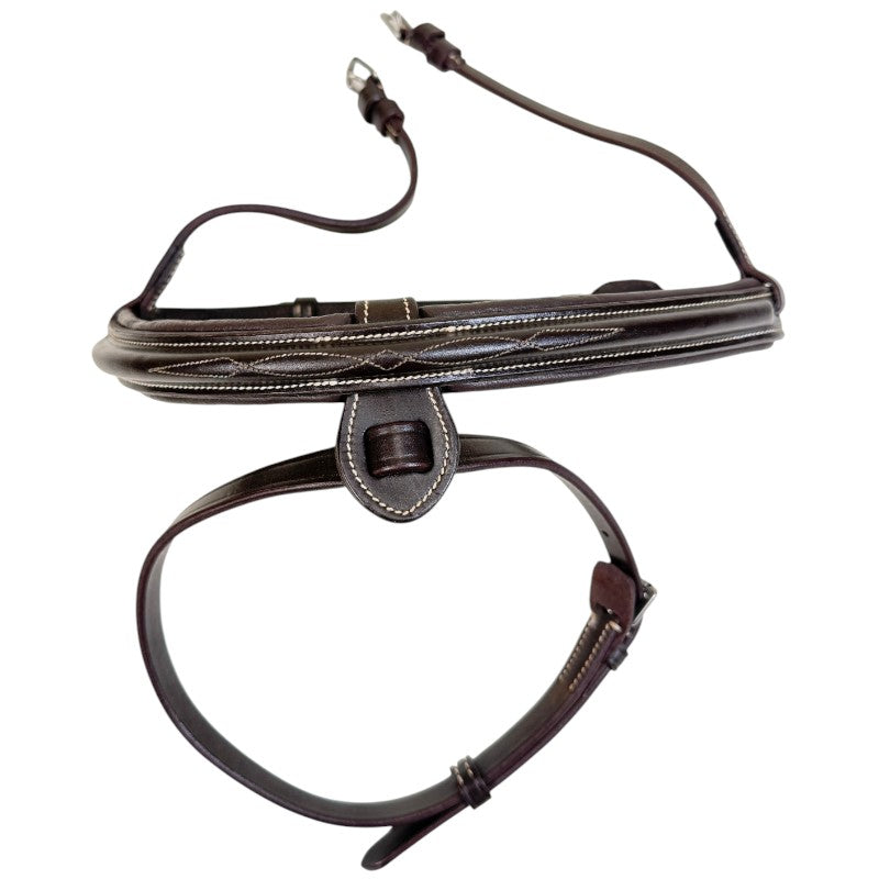 Collegiate Raised Padded Fancy Stitched Flash Noseband in Brown - Full