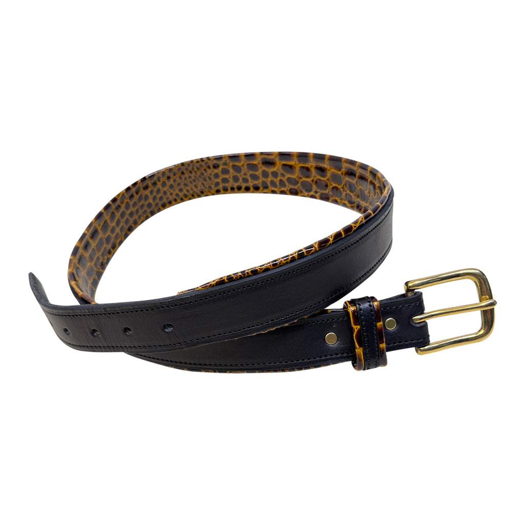 Clever With Leather Alligator Belt in Brown - Women's Medium