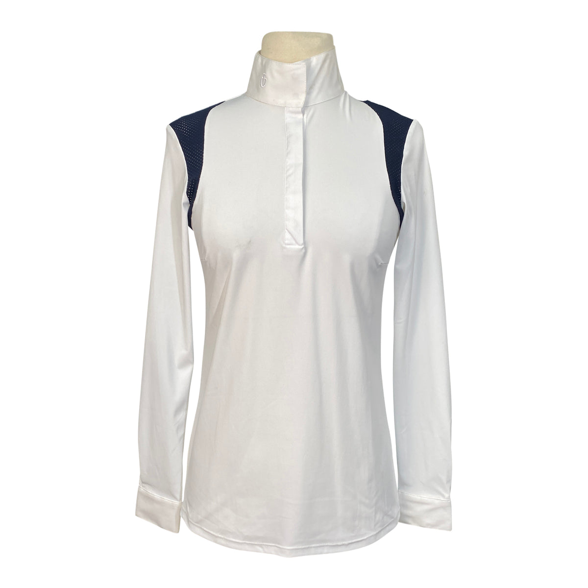 Cavalleria Toscana Jersey L/S Competition Shirt w/Perforated Shoulder Inserts in White w/Black