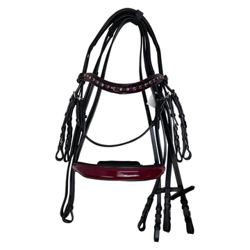 Halter Ego 'Rosewood' Double Patent Bridle in Black/Burgundy