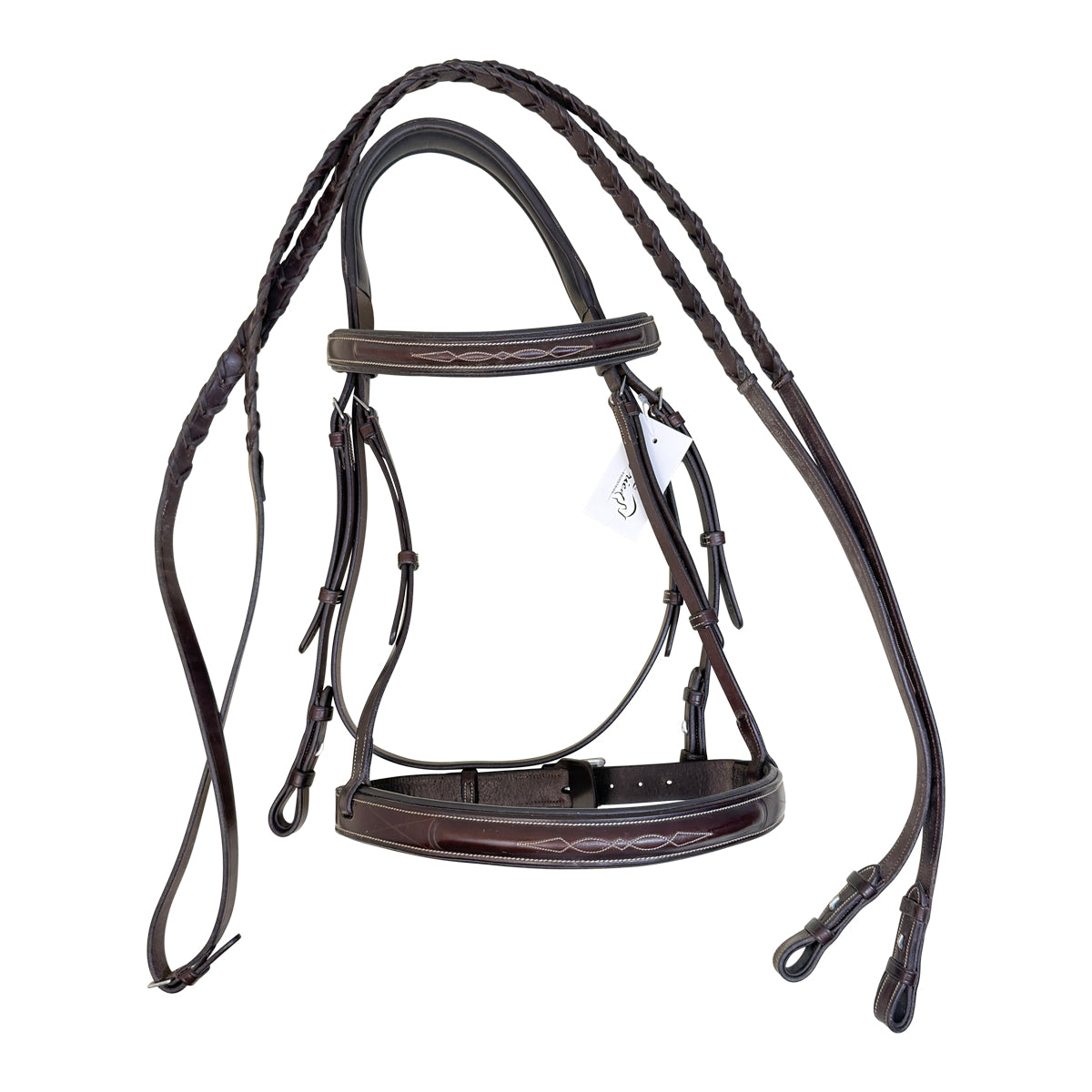 Fancy Stitched Padded Bridle in Brown