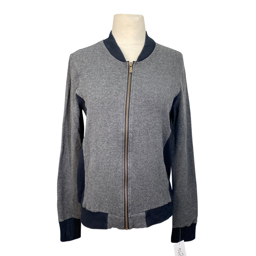 Two Bits Equestrian The Herringbone Full Zip in Grey/Black