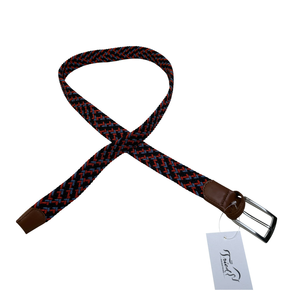 Woven Stretch Belt in Navy/Red/Blue