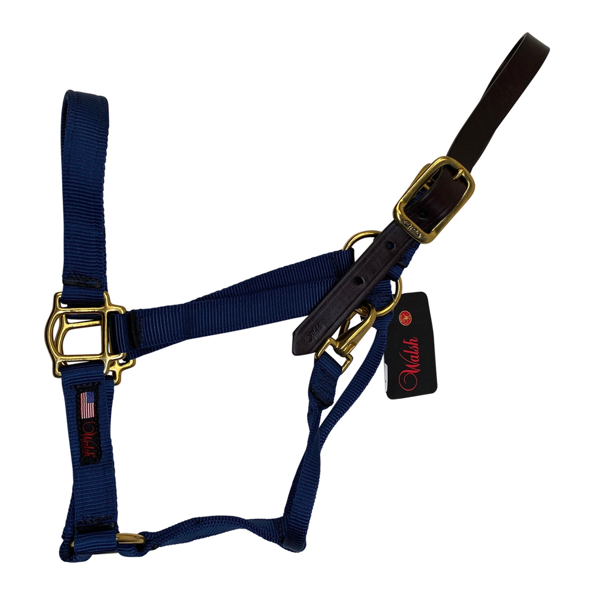 Walsh Breakaway Nylon and Leather Halter  in Navy - Cob