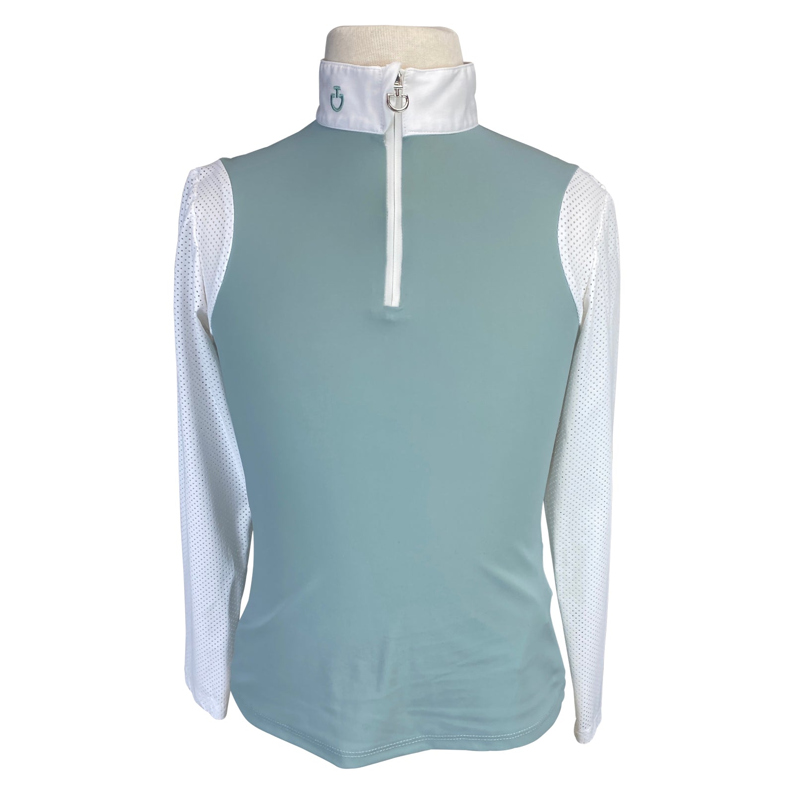 Cavalleria Toscana Perforated Training Polo in Seafoam/White - Children's 10