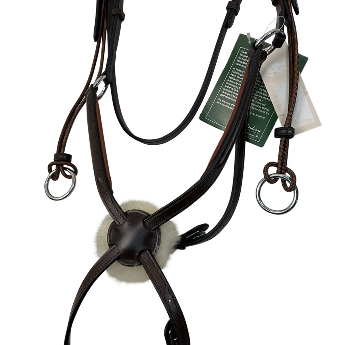 M. Toulouse Jumper Bridle w/Rope Gag Cheeks in Chocolate/Cognac