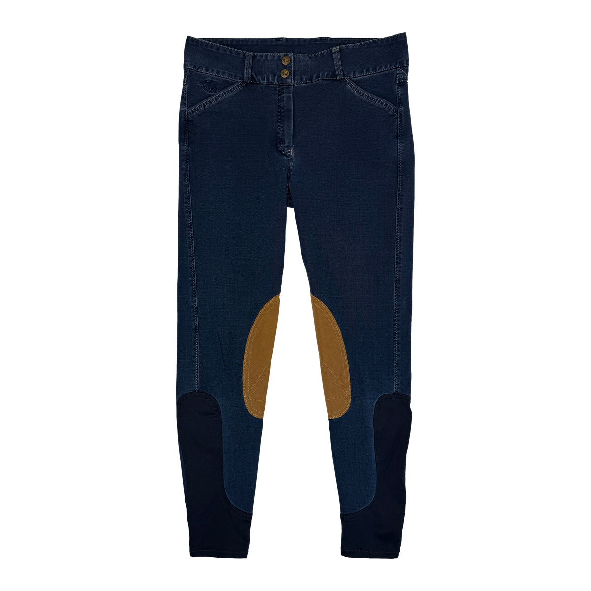 SmartPak Piper Denim Knee Patch Breeches in Blue Denim