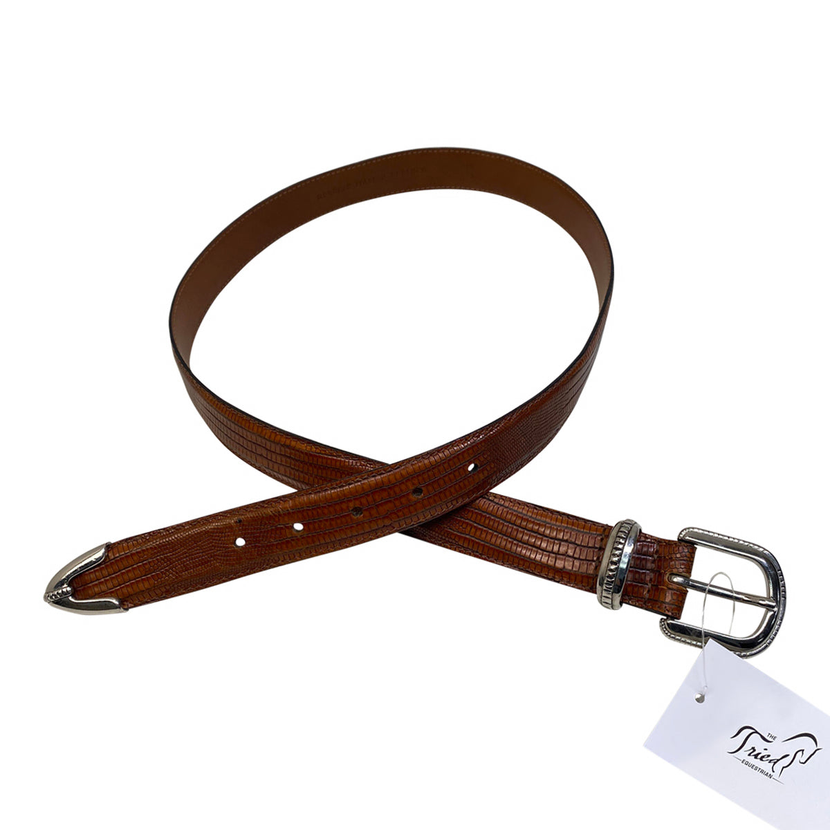 Leather Snake Skin Belt in Caramel