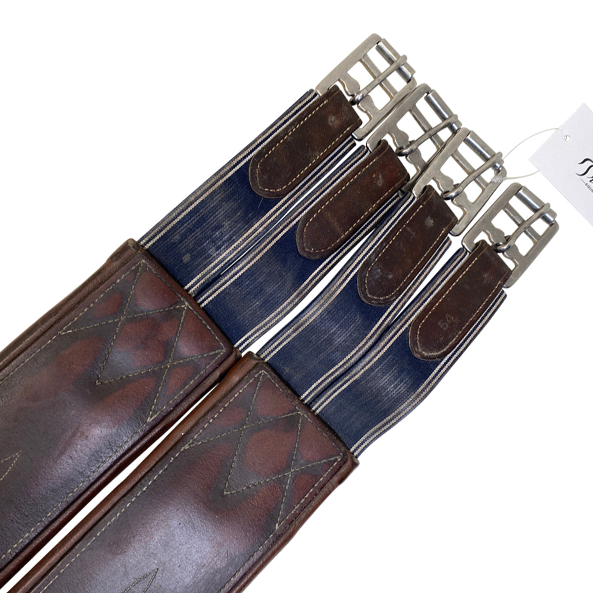 Fancy Stitched Padded Leather Girth in Brown