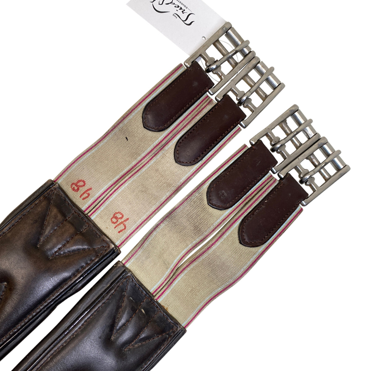 Fancy Stitched Padded Leather Girth in Brown
