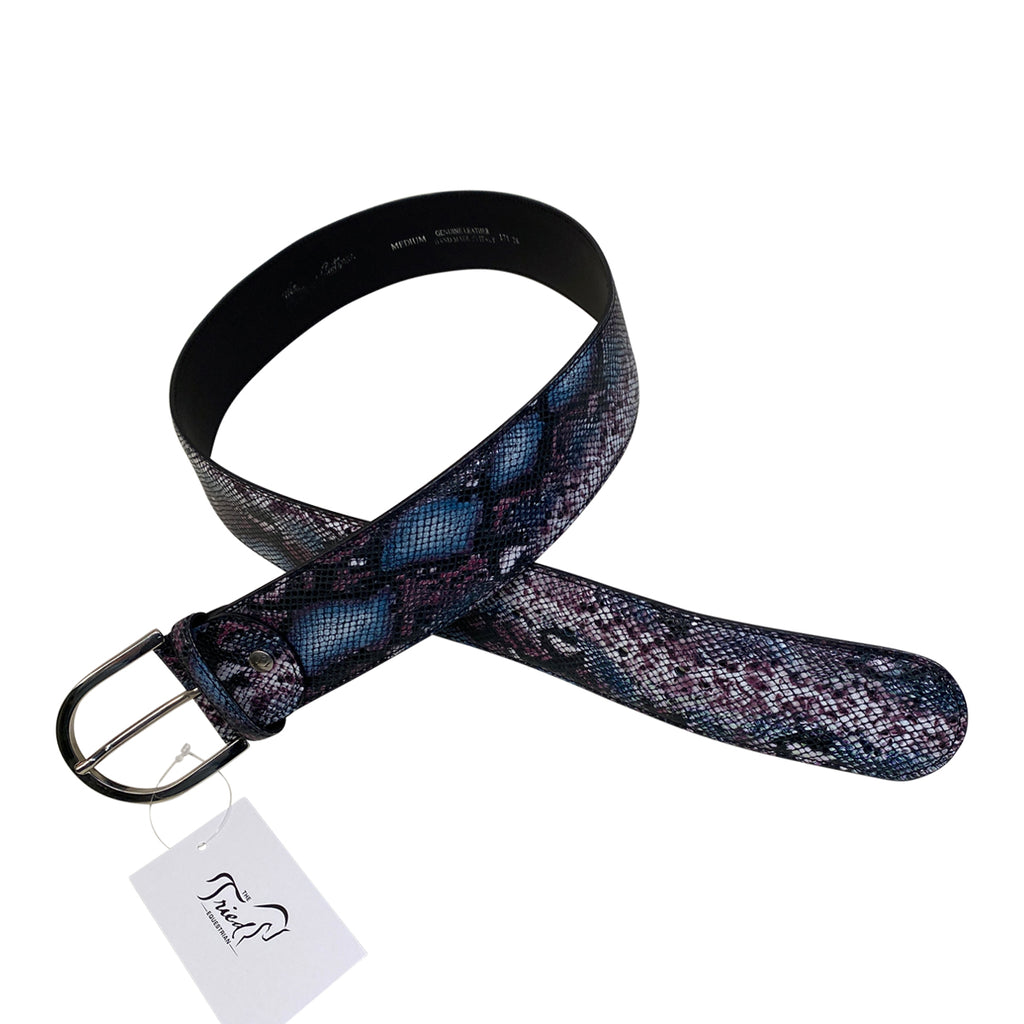 Tailored Sportsman Leather Belt in Purple/Blue Snakeskin